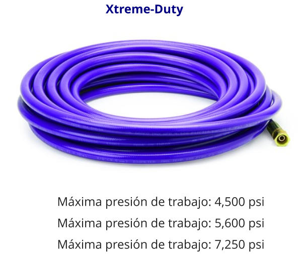 Xtreme-Duty Máxima presión de trabajo: 4,500 psi Máxima presión de trabajo: 5,600 psi Máxima presión de trabajo: 7,250 psi